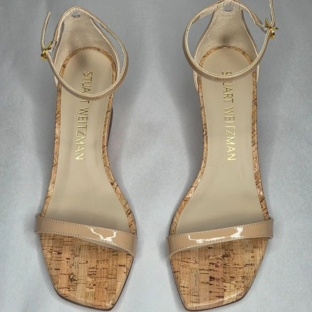 NWT Stuart Weitzman Women's Nudistcurve 50 Wedge Sandles Cork